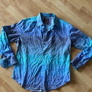 Robert Graham Blue and Teal Button Down Shirt